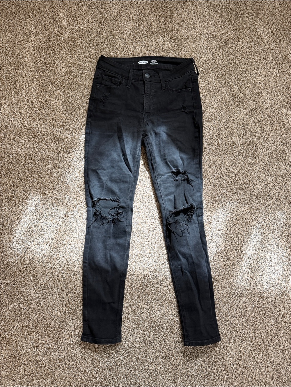 Old Navy Black Distressed Skinny Jeans
